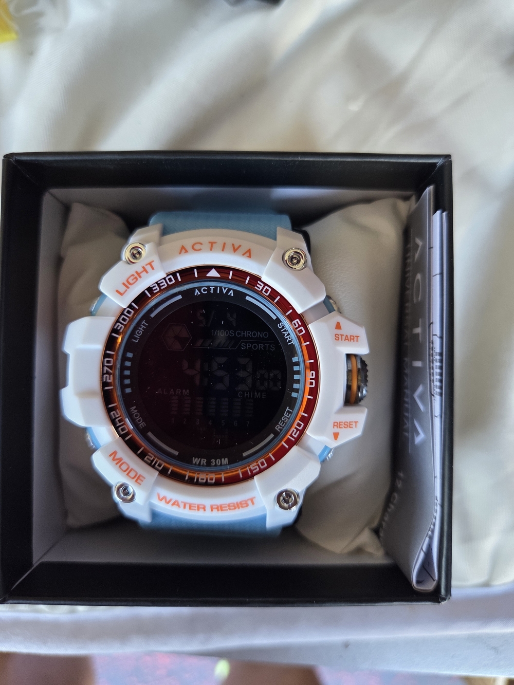 Ativa White and Blue Digital Sport Watch